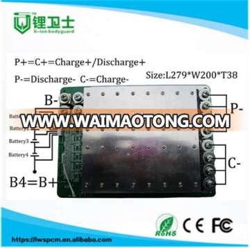 LWS-30S320A-234-L98*W60*T9.8mm rohs 94v0 14.8v smart balance bms 4s 320a board for lifepo4 battery pack 4s pcm 12.8v 320a